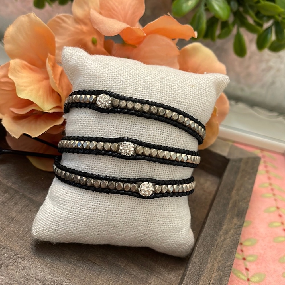 JBloom Black and Silver Beaded Wrap